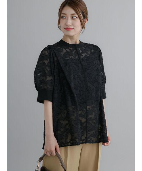 Te chichi（テチチ）の「シアージャカードブラウス（シャツ/ブラウス・レディース・ブルー/ライトベージュ/ブラック・F）」の8枚目の写真