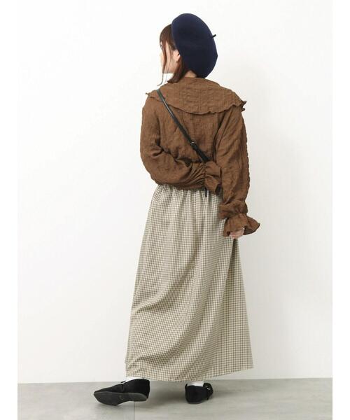 ehka sopo(エヘカソポ)の「チェックタックスカート(スカート・レディース・ベージュ/チャコールグレー/ブラウン・F)」の15枚目の写真