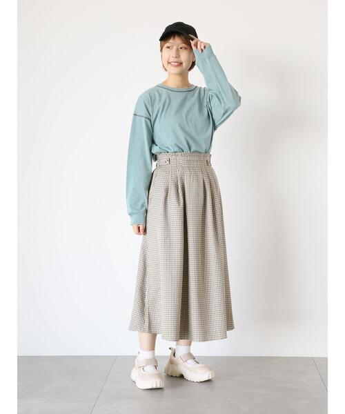 ehka sopo(エヘカソポ)の「チェックタックスカート(スカート・レディース・ベージュ/チャコールグレー/ブラウン・F)」の16枚目の写真