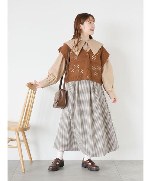 ehka sopo(エヘカソポ)の「チェックタックスカート(スカート・レディース・ベージュ/チャコールグレー/ブラウン・F)」の22枚目の写真