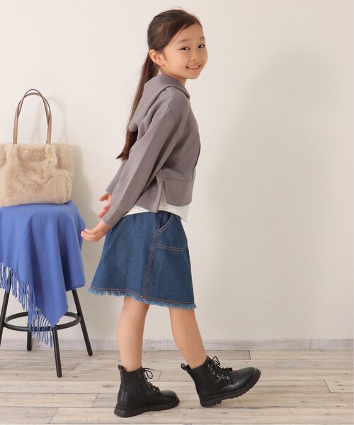 ikka(イッカ)の「【親子コーデ】ダンボールレイヤードパーカー(120~160cm)(パーカー・キッズ・モカ/イエロー・140/130/160/150/120)」の9枚目の写真