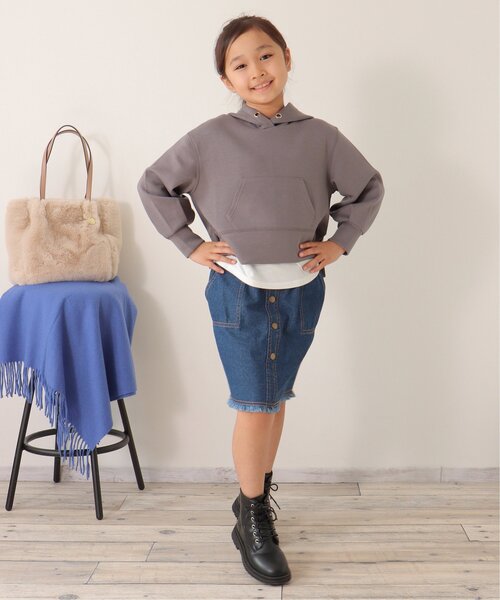 ikka(イッカ)の「【親子コーデ】ダンボールレイヤードパーカー(120~160cm)(パーカー・キッズ・モカ/イエロー・140/130/160/150/120)」の10枚目の写真