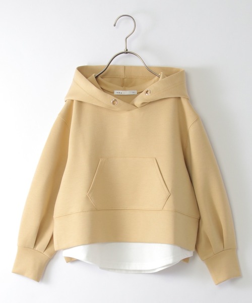 ikka(イッカ)の「【親子コーデ】ダンボールレイヤードパーカー(120~160cm)(パーカー・キッズ・モカ/イエロー・140/130/160/150/120)」の2枚目の写真