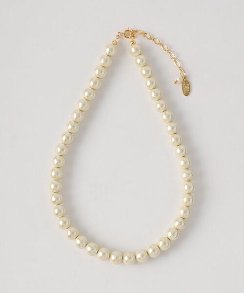 green label relaxing(グリーンレーベルリラクシング)の「コットンパール ネックレス(ネックレス・キッズ・オフホワイト・FREE)」の1枚目の写真