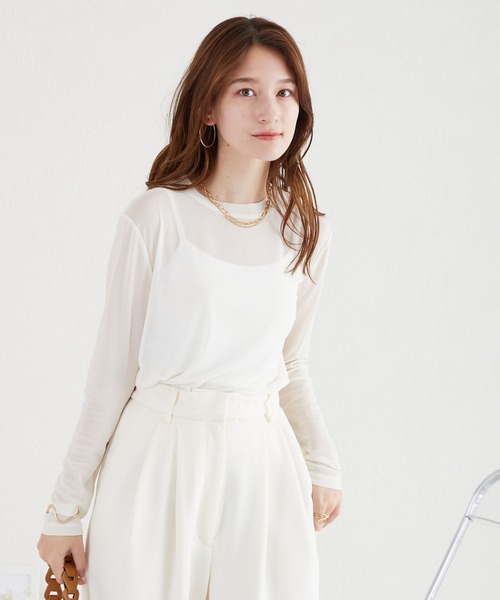 acro(アクロ)の「シアークルーネックトップス/AC3422(Tシャツ/カットソー・レディース・パープル/ブラック/ブルー/ピンク/アイボリー/グリーン/オレンジ/グレー・フリ-)」の9枚目の写真