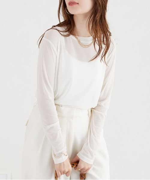 acro(アクロ)の「シアークルーネックトップス/AC3422(Tシャツ/カットソー・レディース・パープル/ブラック/ブルー/ピンク/アイボリー/グリーン/オレンジ/グレー・フリ-)」の12枚目の写真