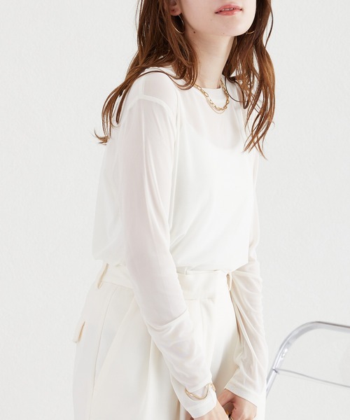 acro(アクロ)の「シアークルーネックトップス/AC3422(Tシャツ/カットソー・レディース・パープル/ブラック/ブルー/ピンク/アイボリー/グリーン/オレンジ/グレー・フリ-)」の13枚目の写真