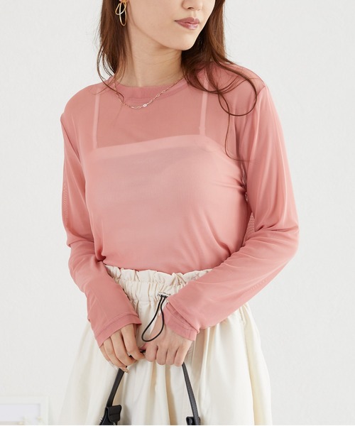 acro(アクロ)の「シアークルーネックトップス/AC3422(Tシャツ/カットソー・レディース・パープル/ブラック/ブルー/ピンク/アイボリー/グリーン/オレンジ/グレー・フリ-)」の16枚目の写真