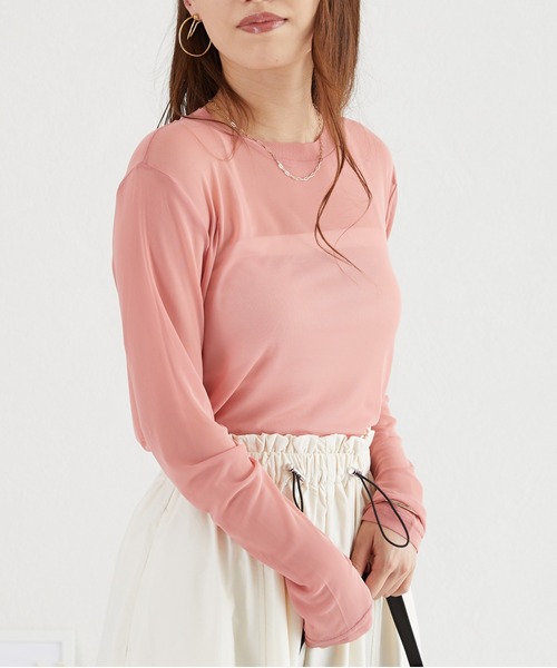 acro(アクロ)の「シアークルーネックトップス/AC3422(Tシャツ/カットソー・レディース・パープル/ブラック/ブルー/ピンク/アイボリー/グリーン/オレンジ/グレー・フリ-)」の17枚目の写真