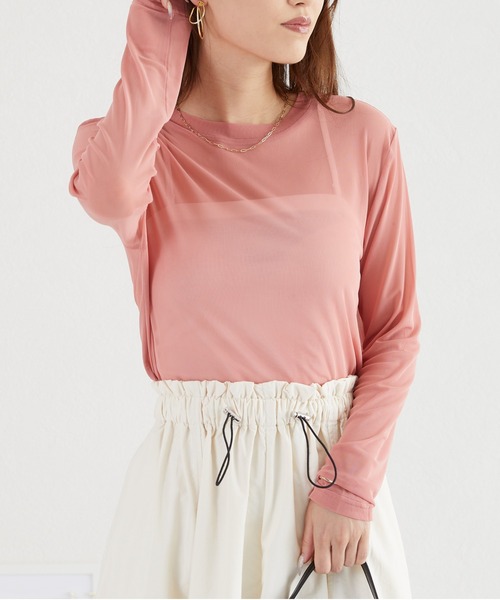 acro(アクロ)の「シアークルーネックトップス/AC3422(Tシャツ/カットソー・レディース・パープル/ブラック/ブルー/ピンク/アイボリー/グリーン/オレンジ/グレー・フリ-)」の18枚目の写真