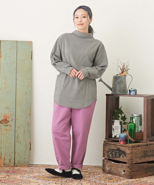 CUBE SUGAR(キューブシュガー)の「ヘリンボーン/チェック/ストライプ前後2WAYシャツ(シャツ/ブラウス・レディース・ストライプ/チェック/オレンジ/パープル・M)」の9枚目の写真