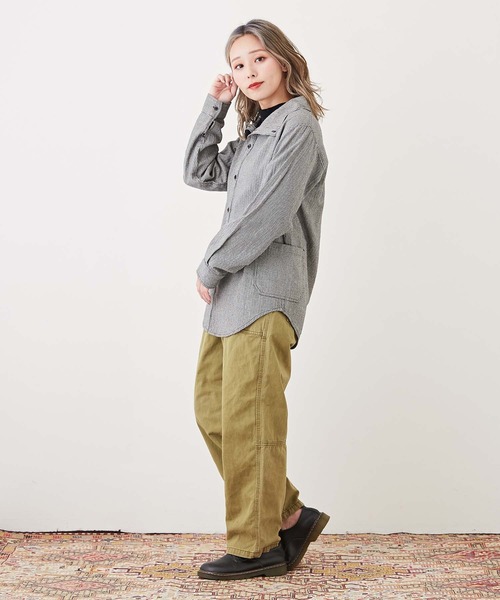 CUBE SUGAR(キューブシュガー)の「ヘリンボーン/チェック/ストライプ前後2WAYシャツ(シャツ/ブラウス・レディース・ストライプ/チェック/オレンジ/パープル・M)」の11枚目の写真