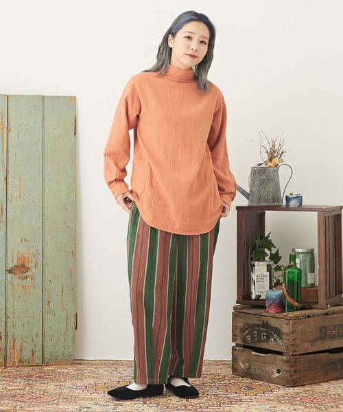 CUBE SUGAR(キューブシュガー)の「ヘリンボーン/チェック/ストライプ前後2WAYシャツ(シャツ/ブラウス・レディース・ストライプ/チェック/オレンジ/パープル・M)」の14枚目の写真