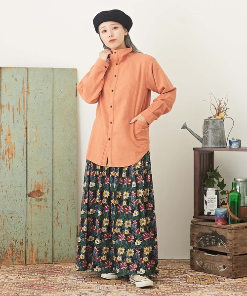 CUBE SUGAR(キューブシュガー)の「ヘリンボーン/チェック/ストライプ前後2WAYシャツ(シャツ/ブラウス・レディース・ストライプ/チェック/オレンジ/パープル・M)」の15枚目の写真