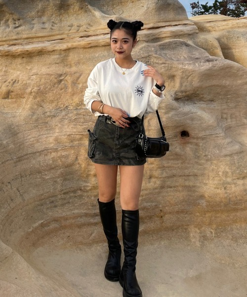 INTER FACTORY（インターファクトリー）の「AINA - メッセージロンT　made in INTER FACTORY（Tシャツ/カットソー・レディース・ホワイト/パープル/チャコールグレー・MEDIUM/LARGE）」の16枚目の写真