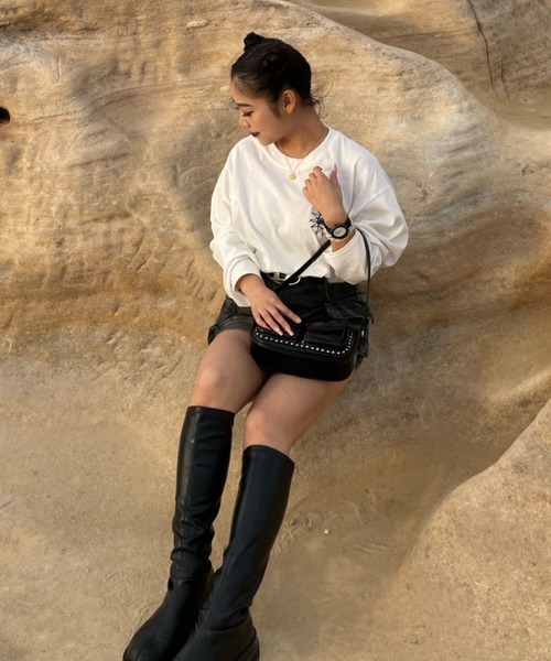 INTER FACTORY（インターファクトリー）の「AINA - メッセージロンT　made in INTER FACTORY（Tシャツ/カットソー・レディース・ホワイト/パープル/チャコールグレー・MEDIUM/LARGE）」の17枚目の写真