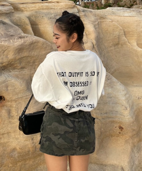 INTER FACTORY（インターファクトリー）の「AINA - メッセージロンT　made in INTER FACTORY（Tシャツ/カットソー・レディース・ホワイト/パープル/チャコールグレー・MEDIUM/LARGE）」の7枚目の写真