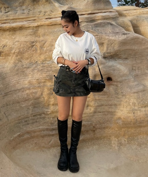 INTER FACTORY（インターファクトリー）の「AINA - メッセージロンT　made in INTER FACTORY（Tシャツ/カットソー・レディース・ホワイト/パープル/チャコールグレー・MEDIUM/LARGE）」の15枚目の写真