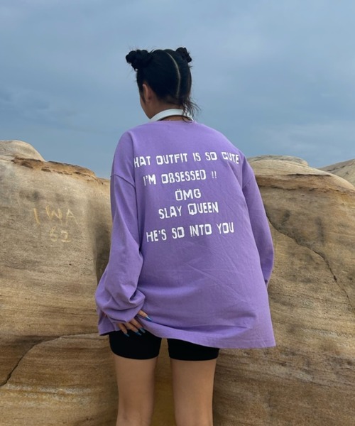 INTER FACTORY（インターファクトリー）の「AINA - メッセージロンT　made in INTER FACTORY（Tシャツ/カットソー・レディース・ホワイト/パープル/チャコールグレー・MEDIUM/LARGE）」の11枚目の写真