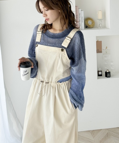 classicalelf(クラシカルエルフ)の「1枚でこなれスタイル。カットアウト綿ツイルサロペット(サロペット/オーバーオール・レディース・ブラック/チャコールグレー/アイボリー・SMALL/MEDIUM/LARGE/X-LARGE)」の19枚目の写真
