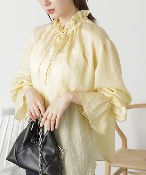 FREE'S MART（フリーズマート）の「◆前後２ｗａｙスタンドフリルブラウス（シャツ/ブラウス・レディース・ブルー系その他/ホワイト/イエロー系その他・FREE）」の3枚目の写真