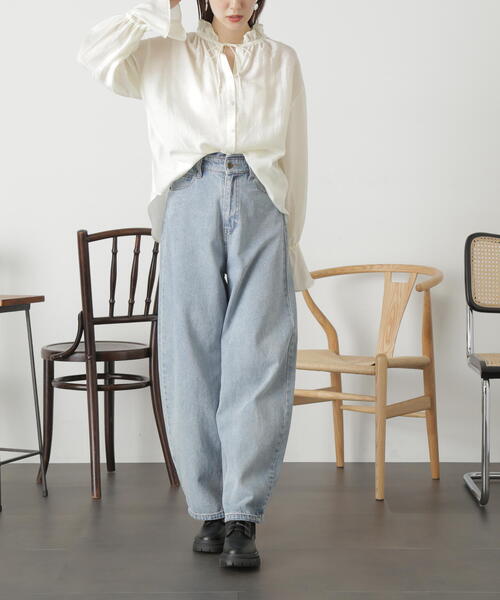 FREE'S MART（フリーズマート）の「◆前後２ｗａｙスタンドフリルブラウス（シャツ/ブラウス・レディース・ブルー系その他/ホワイト/イエロー系その他・FREE）」の6枚目の写真