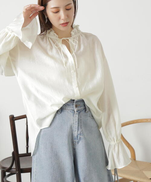 FREE'S MART（フリーズマート）の「◆前後２ｗａｙスタンドフリルブラウス（シャツ/ブラウス・レディース・ブルー系その他/ホワイト/イエロー系その他・FREE）」の8枚目の写真