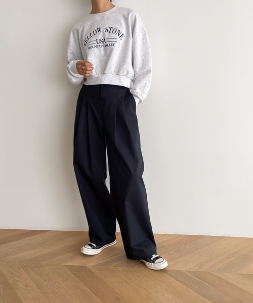 CANAL JEAN（キャナルジーン）の「El mar　YELLOW STONE刺繍裏毛トレーナー（スウェット・レディース・ブラック/ライトグレー・ONE SIZE）」の5枚目の写真