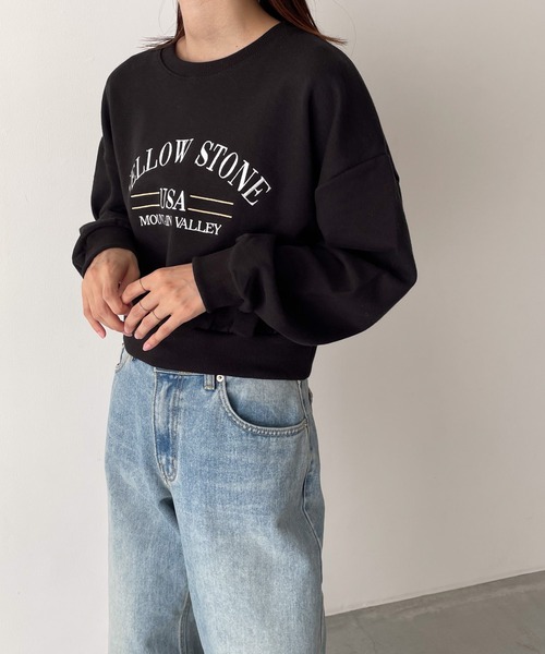 CANAL JEAN（キャナルジーン）の「El mar　YELLOW STONE刺繍裏毛トレーナー（スウェット・レディース・ブラック/ライトグレー・ONE SIZE）」の6枚目の写真