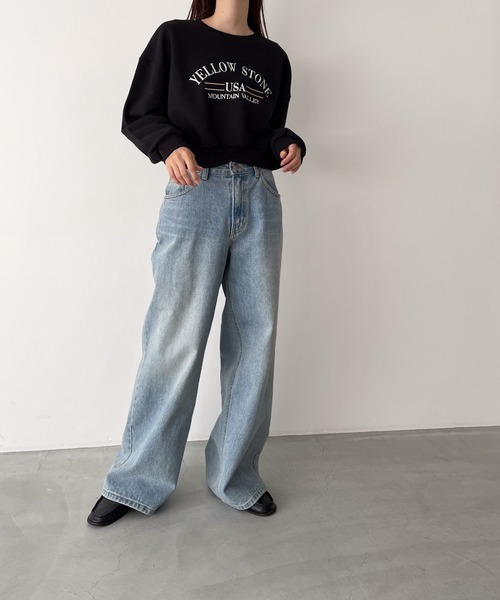 CANAL JEAN（キャナルジーン）の「El mar　YELLOW STONE刺繍裏毛トレーナー（スウェット・レディース・ブラック/ライトグレー・ONE SIZE）」の8枚目の写真