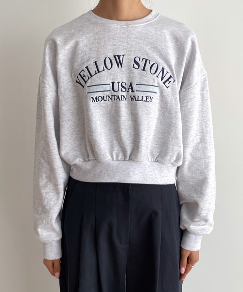 CANAL JEAN（キャナルジーン）の「El mar　YELLOW STONE刺繍裏毛トレーナー（スウェット・レディース・ブラック/ライトグレー・ONE SIZE）」の9枚目の写真