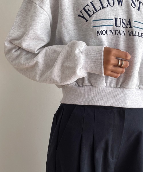 CANAL JEAN（キャナルジーン）の「El mar　YELLOW STONE刺繍裏毛トレーナー（スウェット・レディース・ブラック/ライトグレー・ONE SIZE）」の13枚目の写真