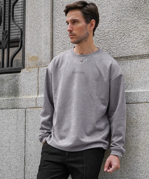 SOMEDIFF（サムディフ）の「【SOMEDIFF】ルーズシルエットスウェードロンT メンズ 長袖Tシャツ スウェードトレーナー オーバーサイズ 春服 冬服（Tシャツ/カットソー・メンズ・ベージュ/ホワイト/グレー/ネイビー・M/XL/L）」の11枚目の写真