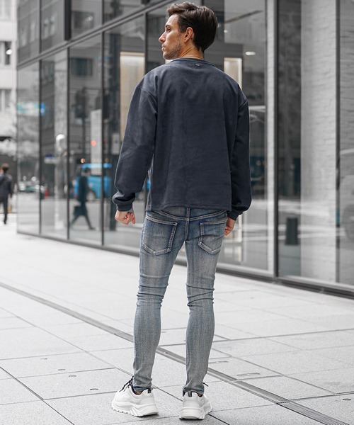 SOMEDIFF（サムディフ）の「【SOMEDIFF】ルーズシルエットスウェードロンT メンズ 長袖Tシャツ スウェードトレーナー オーバーサイズ 春服 冬服（Tシャツ/カットソー・メンズ・ベージュ/ホワイト/グレー/ネイビー・M/XL/L）」の14枚目の写真