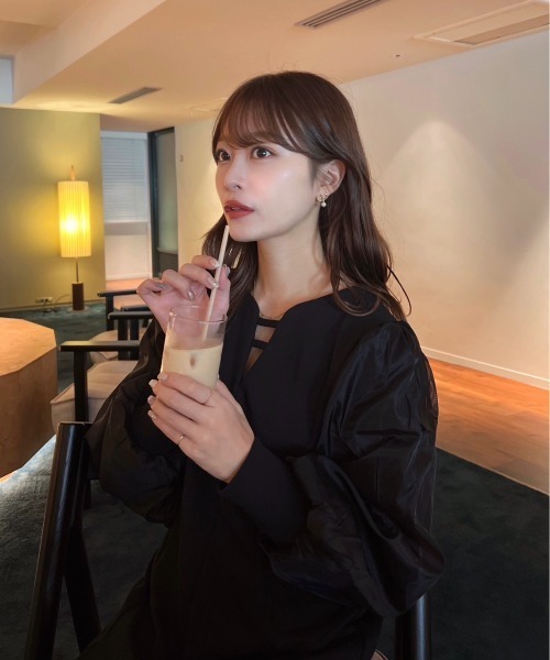 Bab(バブ)の「【低身長向けサイズあり】フレアーライン長袖オーガンジーワンピース(ワンピース・レディース・グレイッシュベージュ/ブラック/ベージュ・M/S)」の19枚目の写真