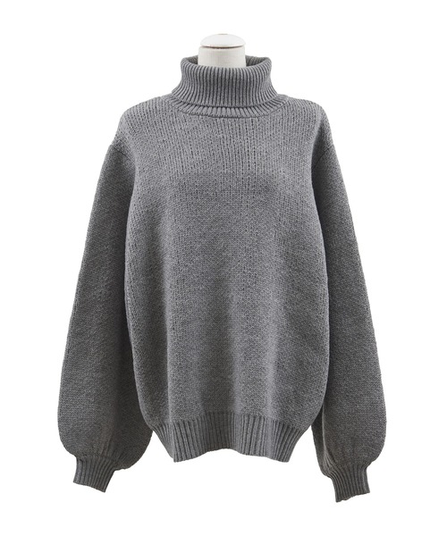 PUNYUS（プニュズ）の「タートルネックオーバーニット（ニット/セーター・レディース・グレー/ブラック/ピンク/グリーン/オフホワイト・4/3）」の16枚目の写真