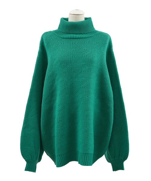 PUNYUS（プニュズ）の「タートルネックオーバーニット（ニット/セーター・レディース・グレー/ブラック/ピンク/グリーン/オフホワイト・4/3）」の14枚目の写真