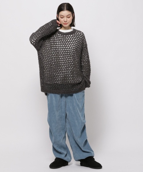 niko and...（ニコアンド）の「BIGサイズアミアミニットプルオーバー（ニット/セーター・レディース・ピンク/グレー/チャコール/アイボリー/ベビーピンク/ナチュラル/ダークグレー/ブルー・FREE）」の16枚目の写真