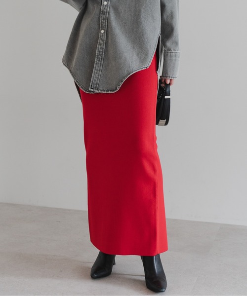 Bonjour Sagan（ボンジュールサガン）の「ダンボールニットスカート（スカート・レディース・ブラック/オフホワイト/チャコールグレー/ブラウン/レッド/ベージュ・S/M）」の6枚目の写真