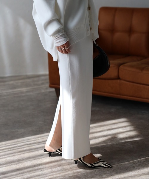 Bonjour Sagan（ボンジュールサガン）の「ダンボールニットスカート（スカート・レディース・ブラック/オフホワイト/チャコールグレー/ブラウン/レッド/ベージュ・S/M）」の8枚目の写真