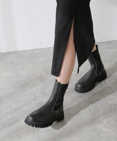 Mollini（モリーニ）の「【MOLLINI /モリーニ】SHAMPAS-MO Boots：サイドゴアブーツ（ブーツ・レディース・ブラック/ホワイト系その他・37）」の4枚目の写真