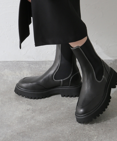 Mollini（モリーニ）の「【MOLLINI /モリーニ】SHAMPAS-MO Boots：サイドゴアブーツ（ブーツ・レディース・ブラック/ホワイト系その他・37）」の5枚目の写真