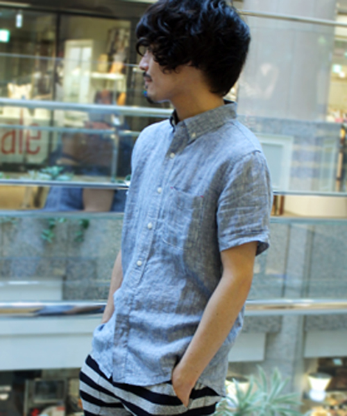 ivory court（アイボリーコート）の「リネンシャツ H/S◆（シャツ/ブラウス・メンズ・ネイビー/ダークブルー/ブルー系その他/ブラック/ホワイト/ピンク・40/38）」の3枚目の写真