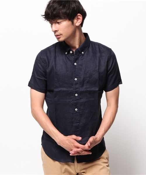 ivory court（アイボリーコート）の「リネンシャツ H/S◆（シャツ/ブラウス・メンズ・ネイビー/ダークブルー/ブルー系その他/ブラック/ホワイト/ピンク・40/38）」の4枚目の写真