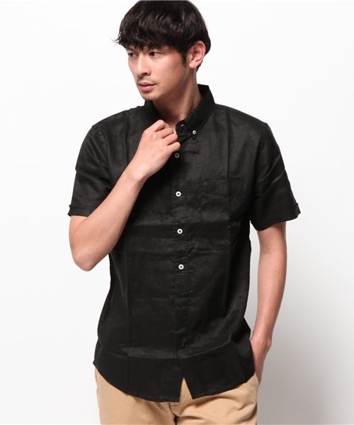 ivory court（アイボリーコート）の「リネンシャツ H/S◆（シャツ/ブラウス・メンズ・ネイビー/ダークブルー/ブルー系その他/ブラック/ホワイト/ピンク・40/38）」の2枚目の写真