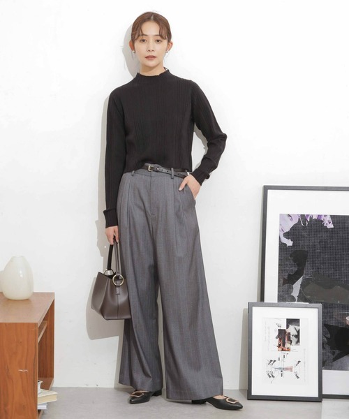 NANO universe(ナノユニバース)の「ランダムリブクロップドニットトップス(ニット/セーター・レディース・イエロー/ベージュ/ブラック・FREE)」の7枚目の写真