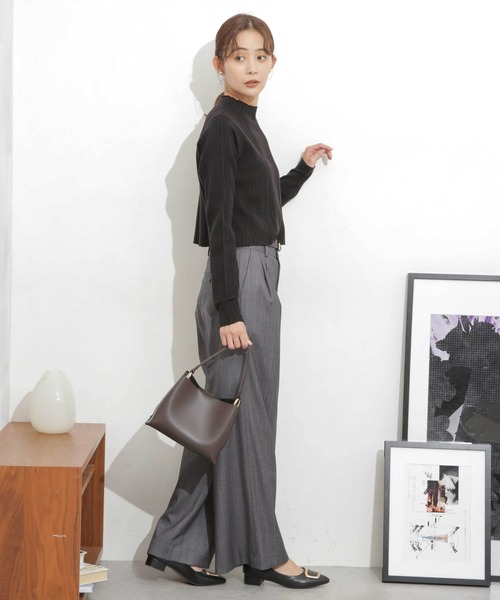 NANO universe(ナノユニバース)の「ランダムリブクロップドニットトップス(ニット/セーター・レディース・イエロー/ベージュ/ブラック・FREE)」の9枚目の写真