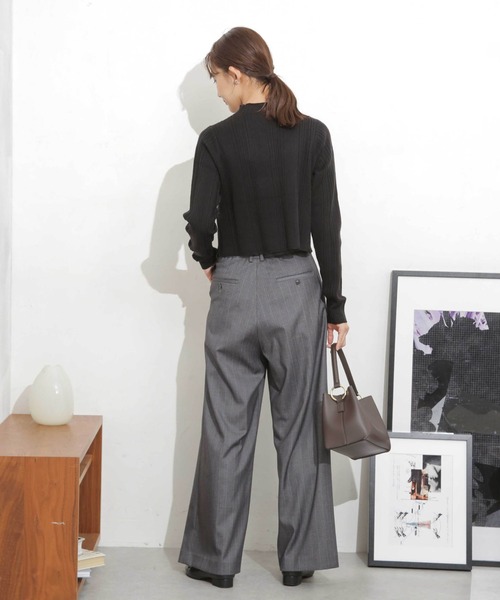 NANO universe(ナノユニバース)の「ランダムリブクロップドニットトップス(ニット/セーター・レディース・イエロー/ベージュ/ブラック・FREE)」の10枚目の写真