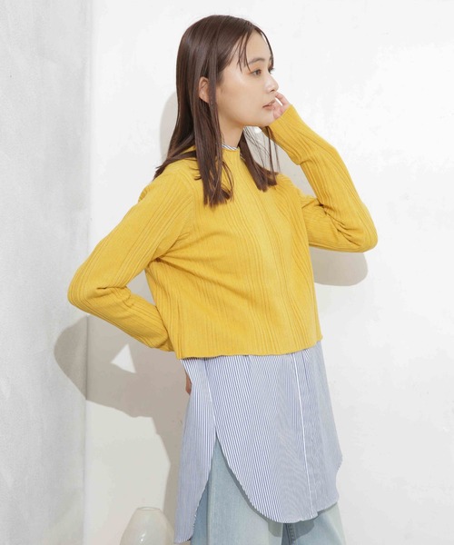 NANO universe(ナノユニバース)の「ランダムリブクロップドニットトップス(ニット/セーター・レディース・イエロー/ベージュ/ブラック・FREE)」の19枚目の写真