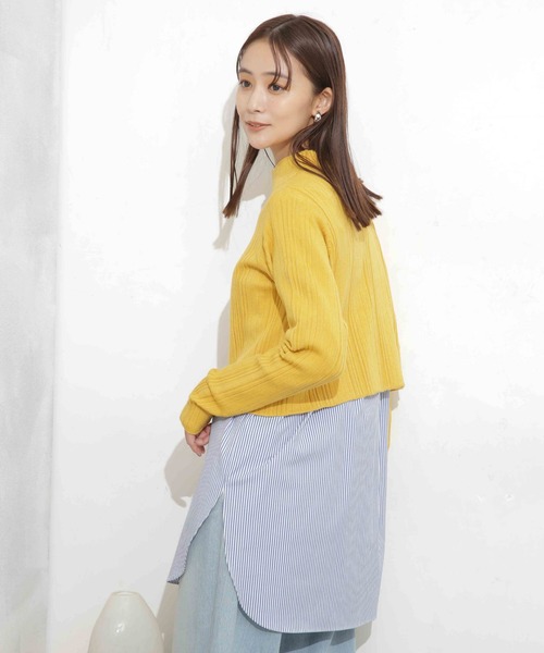 NANO universe(ナノユニバース)の「ランダムリブクロップドニットトップス(ニット/セーター・レディース・イエロー/ベージュ/ブラック・FREE)」の20枚目の写真